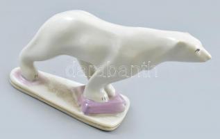 Román jegesmedve, porcelán, kopott, jelzett, m: 10 cm