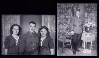 cca 1920-1940 Katonafotók a Horthy-korszakból IV., 5 db negatív üveglemezen, 12x9 cm