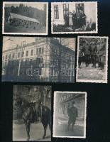 cca 1930-1945 Vegyes katonai fotók, 6 db, némelyik felületén törésnyom, 6×8,5 és 8×13,5 cm közötti méretekben