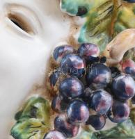 Olasz kerámia, fali maszk, kopásnyomokkal, jelzett d: 24 cm