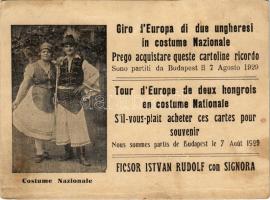 1929 Ficsor István Rudolf con Signora. Giro dEuropa di due ungheresi in costume Nazionale (fa)