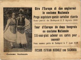 1929 Ficsor István Rudolf con Signora. Giro d'Europa di due ungheresi in costume Nazionale (fa)