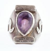 Ezüst (Ag) köves gyűrű, jelzett, bruttó: 12g, m:58