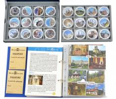 Románia DN Európai búcsújáró helyek aranyozott multicolor fém emlékérem szett (24xklf) matricákkal, 2db zarándok útlevéllel, gyűrűs mappában tájékoztatókkal és képeslapokkal T:1 Romania ND Places of pilgrimage in Europe gilt multicolor metal commemorative coin set (24xdiff) with stickers, with 2pcs of pilgrim passports, in a ring folder with information and postcards C:UNC