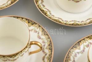 UML francia teáscsésze, 6 db, matricás porcelán, kopásnyomokkal