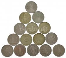 Szovjetunió 1965-1979. 1R (15db, 8xklf forgalmi emlékpénz) T:1--3 Soviet Union 1965-1979. 1 Ruble (15pcs, 8xdiff circulating commemorative coins) C:AU-F