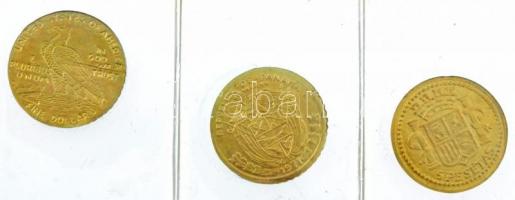 3db modern mini Au pénz lezárt műanyag tokban: Amerikai Egyesült Államok 1909. 1D, Panama 1971. 1B, ...