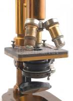 cca. 1907 Ernst Leitz Wetzlar mikroszkóp, lencsével, eredeti fa dobozában, jó állapotban / Ernst Lei...