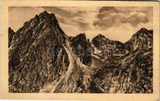 1916 Tátra, Magas-Tátra, Vysoké Tatry; Középorom és az Öt-tó katlana. Dr. Vigyázó János felvétele / mountain peaks (EK)