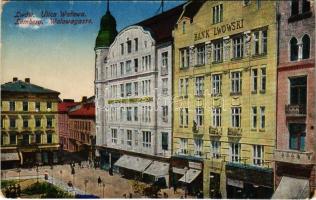1917 Lviv, Lwów, Lemberg; Ulica Walowa, Bank Lwowski / street, shops (EK)