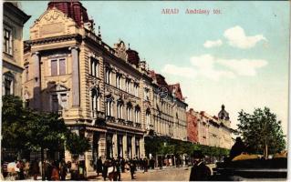 1915 Arad, Andrássy tér, Rónai A. János Központi szállodája és kávéháza. Pichler Sándor kiadása / square, cafe and hotel