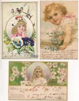 3 db RÉGI motívum képeslap: gyerekek, lányok / 3 pre-1945 motive postcards: children, girls