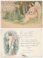 2 db RÉGI motívum képeslap: angyal / 2 pre-1945 motive postcards: angel