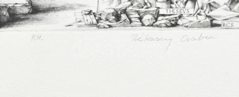 Rékassy Csaba (1937-1989): Labirintus. Rézmetszet, papír, poszthumusz lehúzás és jelzés, 34,5×34,5 c...