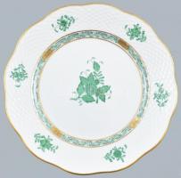 Herendi Apponyi mintás porcelán uzsonnás tányér, 1 db, kézzel festett, jelzett, kopásokkal, d: 20,5 cm