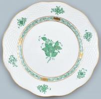 Herendi Apponyi mintás porcelán uzsonnás tányér, 1 db, kézzel festett, jelzett, kopásokkal, d: 20,5 cm