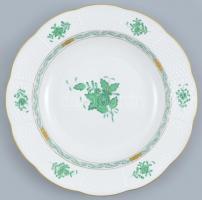 Herendi Apponyi mintás porcelán leveses tányér, 1 db, kézzel festett, jelzett, kopásokkal , d: 24,5 cm
