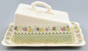 Mason's angol fajansz sajttartó, mázrepedésekkel, kopásnyomokkal, jelzett, 24x19x14cm