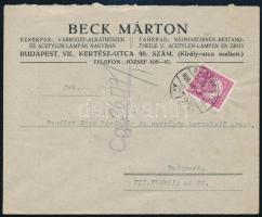 Beck Márton Kerékpár, Varrógépalkatrészek fejléces borítékja, rajta Anker-varrógépek reklámkja