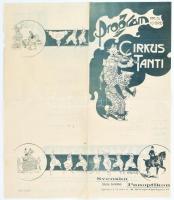 cca 1910 Circus Tanti programja, hajtott, kis szakadással