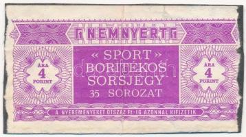 ~1970-1980. Nemnyert - Sport borítékos sorsjegy 35 sorozat sorsjegy 4Ft értékben, kartonlapra ragasztva T:III