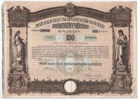 Budapest 1906. Pesti Hazai Első Takarékpénztár-Egyesület 100K-ról szóló nyereménykötvénye, szárazpecséttel T:III