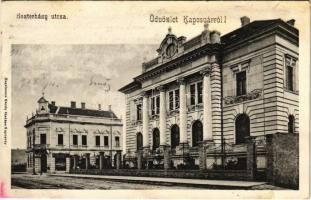 1904 Kaposvár, Eszterházy utca, Osztrák-magyar bank palotája. Hagelmann Károly kiadása (EK)