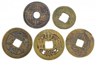 Kínai Császárság ~19. századi 5xklf Cu cash T:3 Chinese Empire ~19th century 5xdiff Cu cash C:F