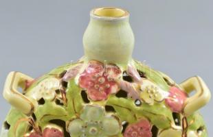 Fischer historizáló áttört, dísz, kulacs, jelzett, kopásnyomokkal, m: 17,5 cm