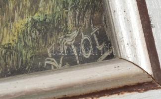 Tóth jelzéssel: Vízpart. Olaj, fa. Kopott fa keretben, 18x13 cm