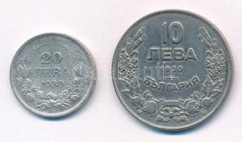 Bulgária 1930. 10L Cu-Ni "III. Borisz" + 20L Ag "III. Borisz" T:2- karc
Bulgari...