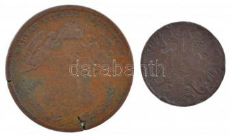 1861B 4kr Cu körbevágva + 1868KB 4kr Cu T:3 ph., karc Adamo M7, M7.1