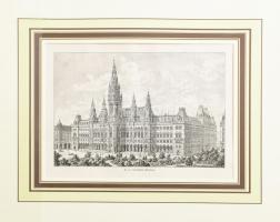 Az új városháza Bécsben, 1885. Rotációs fametszet, papír, jelzett a metszeten. Paszpartuban. 13x19 cm