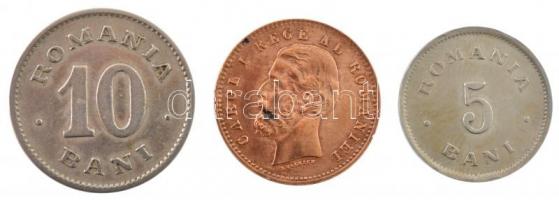 Románia 1900. 2b Br "I. Károly" + 5b Cu-Ni "I. Károly" + 10b Cu-Ni "I. Káro...