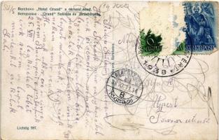 1938 Beregszász, Beregovo, Berehove; Hotel Grand a okresní soud / Grand Szálloda és Járásbíróság, Co...