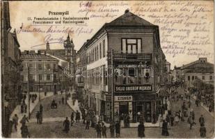 1915 Przemysl, Ul. Franciszkanska i Kazimierzowska / Franziskaner und Kazimirgasse / street view, shop of Eisner + K.u.K. Garnisonsspital Nr. 3. in Prezmysl (fl)