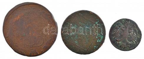 Orosz Birodalom 1751. Denga (1/2k) Cu + 1758. 5k Cu "Erzsébet" + Moldova és Havasalföld 17...