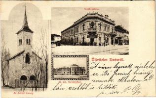 1902 Dés, Dej; Voith palota, Ifj. Décsey és Szilágyi (ezelőtt Rehák A.) üzlete, Ó-vári torony, M. kir. törvényház / palace, tower, shop, court (EK)