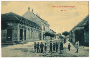 1909 Nagyszentmihály, Németszentmihály, Grosspetersdorf; Fő utca, üzletek. W.L. 2346. / Hauptstrasse / main street, shops (EK)