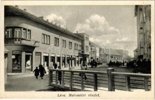 Léva, Levice; Malom téri részlet, üzletek / square, shops (EB)