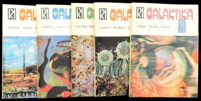 1972-1973 Galaktika Tudományos-fantasztikus antológia 5 db száma (1., 2., 4-6. sz.) Papírkötésben, vegyes állapotban.