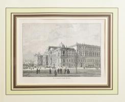Rudolf Bernt (1844-1914) után: Az új egyetemi épület Bécsben, 1885. Rotációs fametszet, papír, jelzett a metszeten. Paszpartuban. 12,5x19 cm