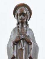 Jelzés nélkül: Art Deco Szűz Mária. Öntött, patinázott bronz, ónix talapzaton, m: 23 cm