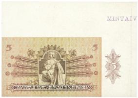 1939. 5P csak hátlapi nyomat, ívből kivágva, ívszéllel, MINTAÍV bélyegzőrészlettel T:I,II hajtás az ívszélen Adamo P6