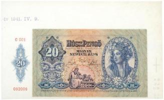 1941. 20P C 001 092008 ívből kivágva, ívszéllel, (...)-ív 1941. IV. 9. bélyegzőrészlettel T:I Adamo P12