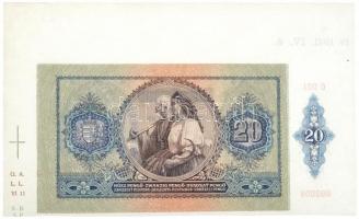 1941. 20P "C 001 092008" ívből kivágva, ívszéllel, "(...)-ív 1941. IV. 9." bélye...