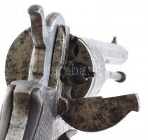 Régi forgó pisztoly, revolver, 19. század vége, jelzett: Manufacture d'armes RONGE Jean-Baptist...