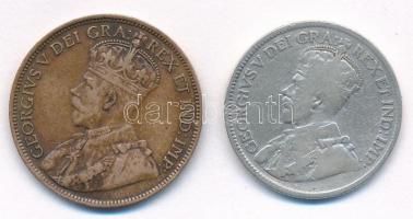Kanada 1918. 1c Br + 25c Ag T:2- patina, kis ph
Canada 1918. 1 Cent Br + 25 Cents Ag C:VF patina, s...