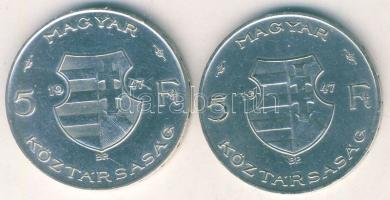 1947. 5Ft Ag "Kossuth" (2x) T:2/3,3 ph