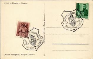 1943 Győr, Duna híd + "GYŐR SZAB. KIR. VÁROS 1743-1943" So. Stpl